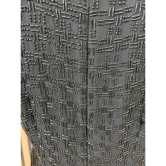 Scala Women's 8 Black Dress Black 100% Silk Sheath Holiday Beaded Vintage Party - Picture 3 of 9